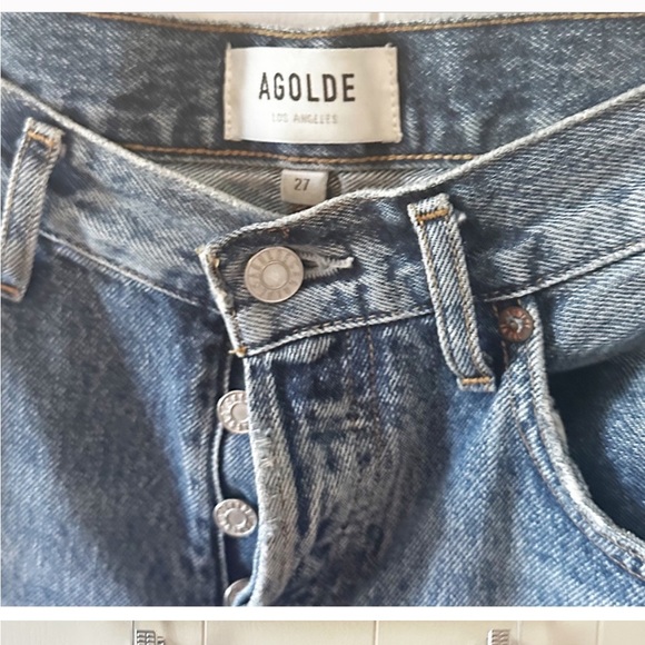Agolde Lana Mid Rise Vintage Straight Jeans in Backdrop 27 - Picture 8 of 9
